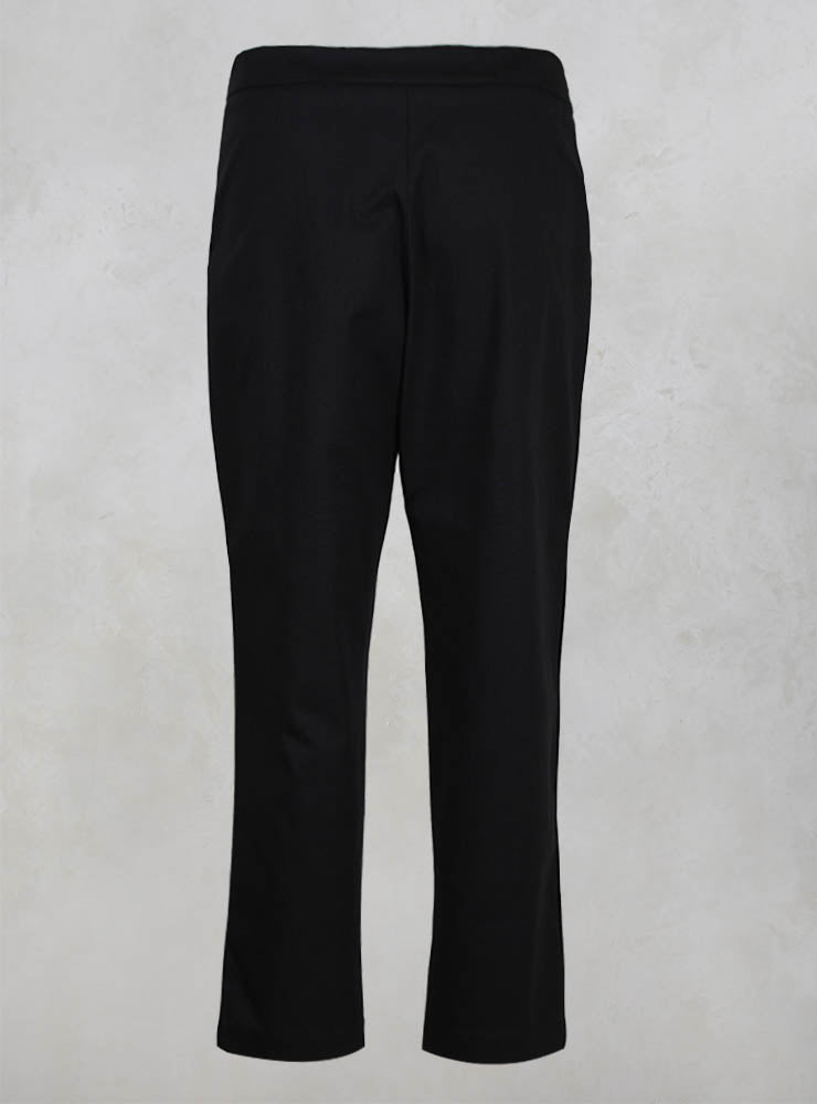 Peg Trousers with Piping Detail in Black