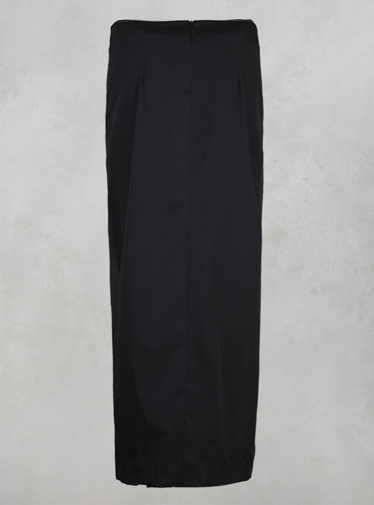 Pleated Pencil Skirt with Print in Black