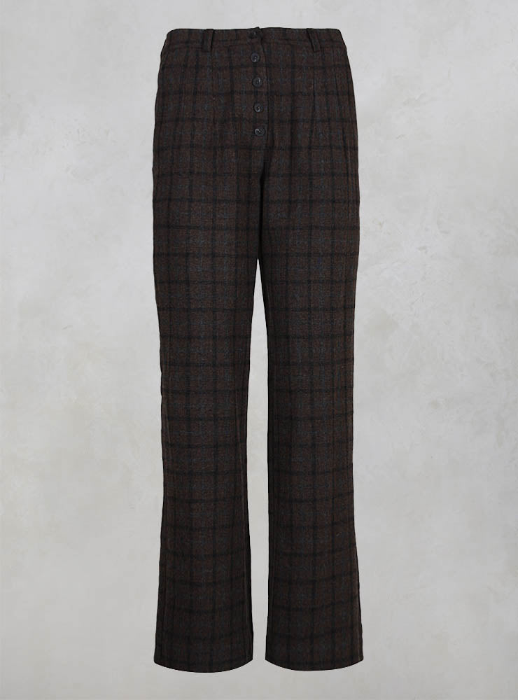 Wide Trousers with Button Front in Brown