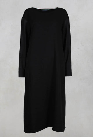 Long Sleeved Patchwork Dress in Black/Grey