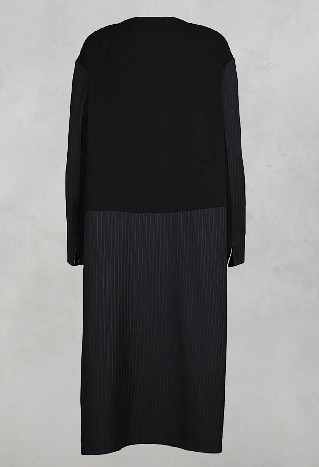 Long Sleeved Patchwork Dress in Black/Grey