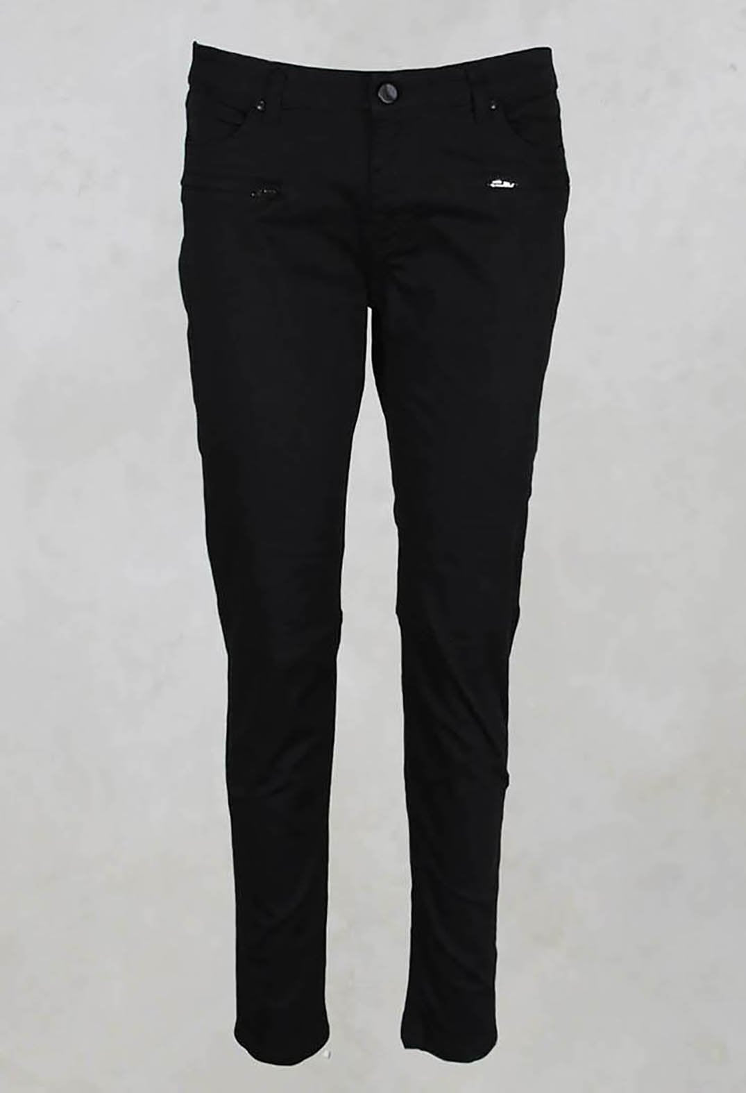 Skinny Fit Woven Trousers in Black