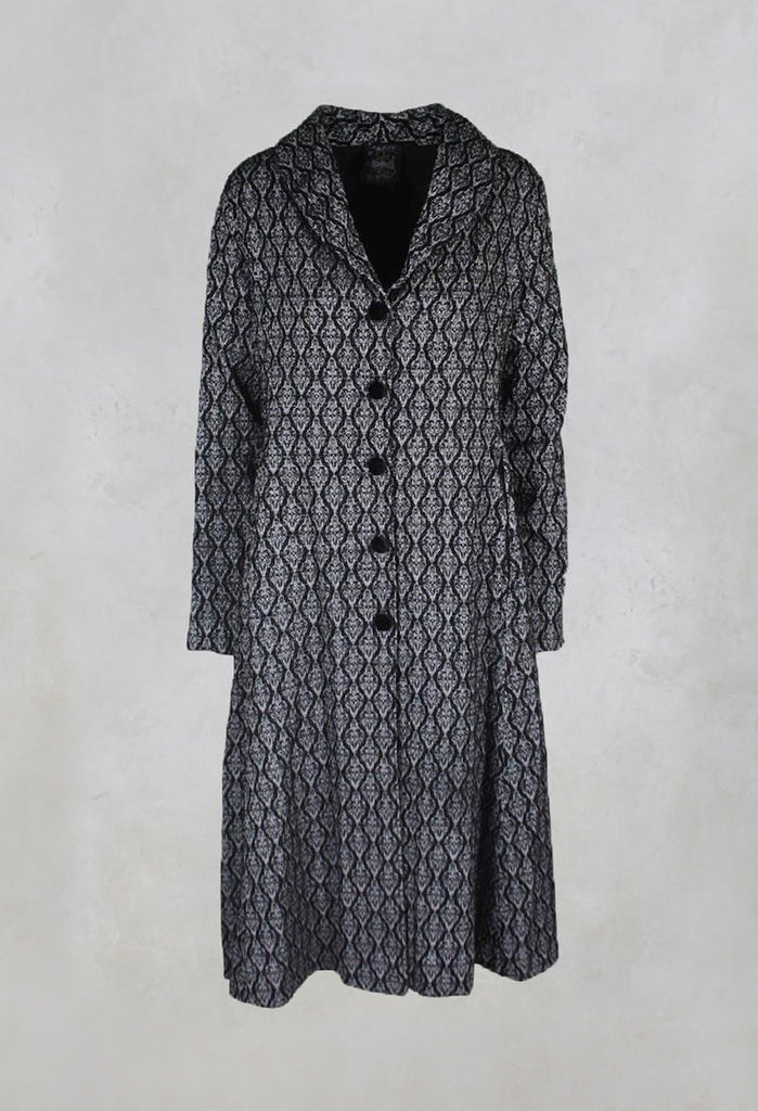 Long Patterned Coat in Black