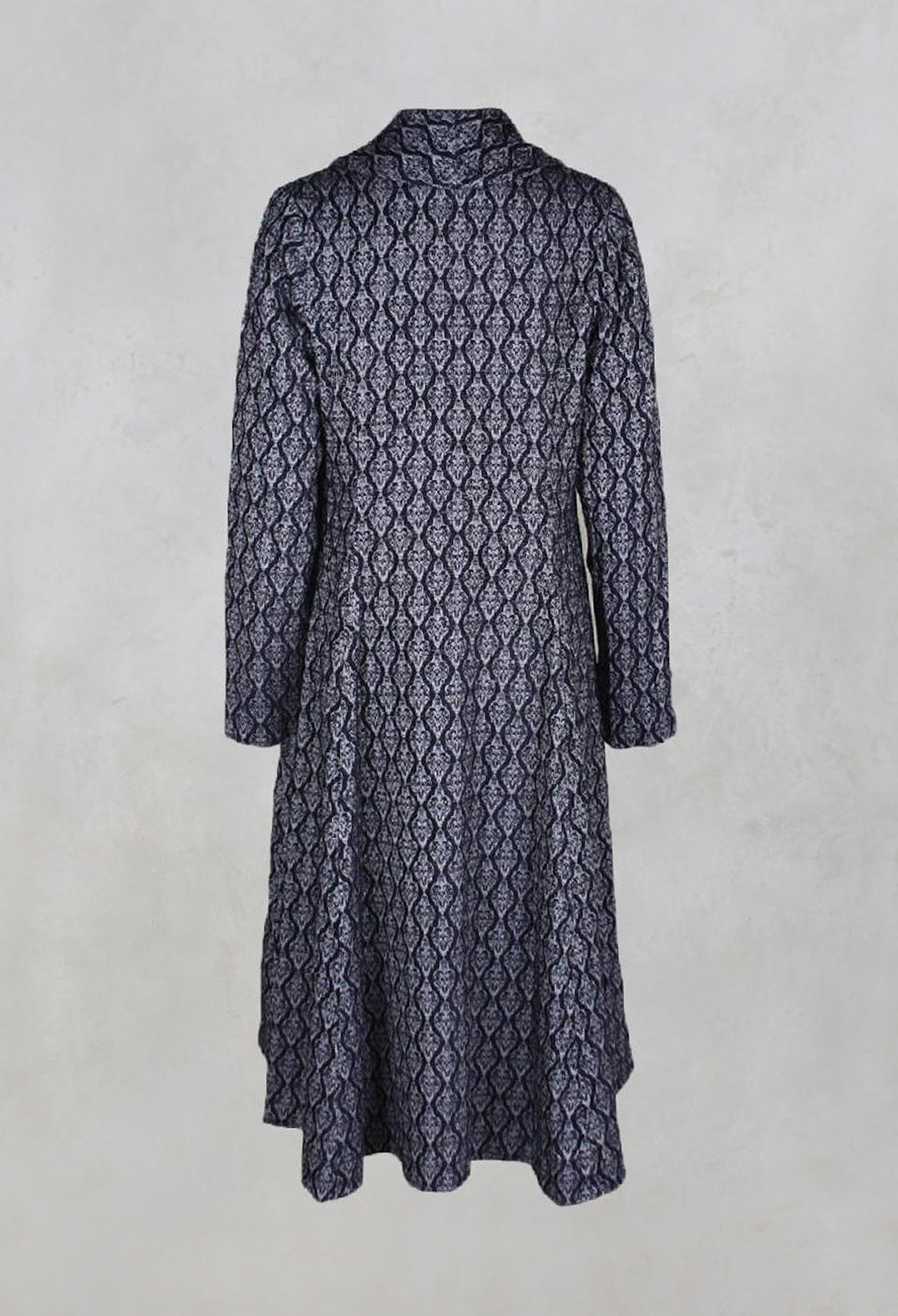 Long Patterned Coat in Navy
