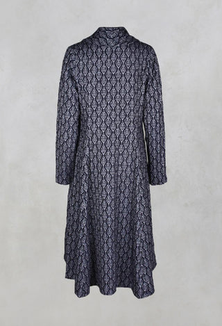 Long Patterned Coat in Navy