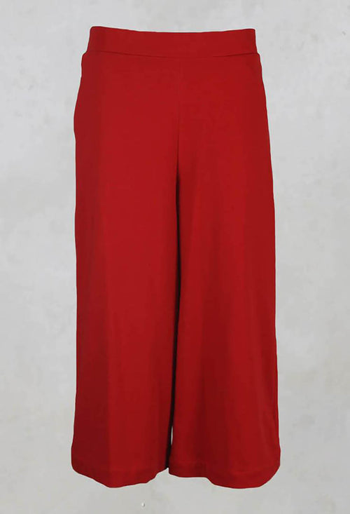 Flared Trousers with Elasticated Waist in Red