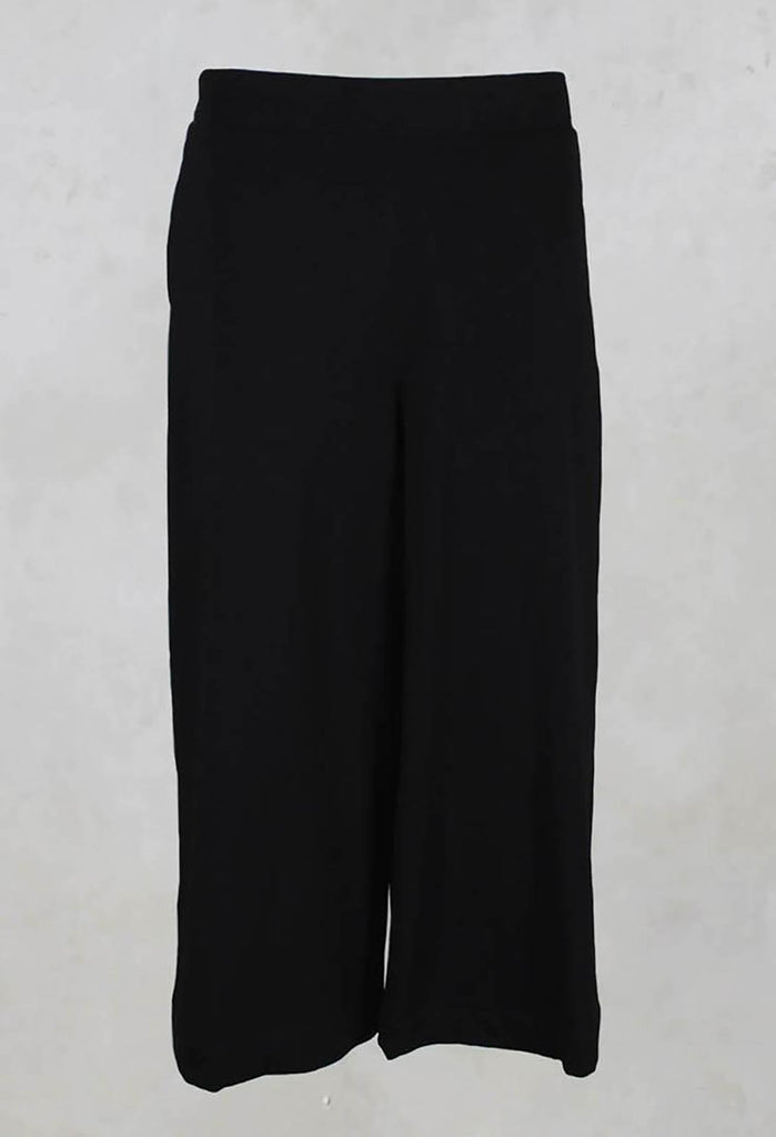 Flared Trousers with Elasticated Waist in Black