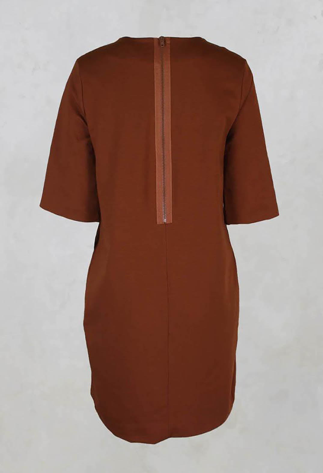 Short Sleeve Zip Style Dress in Burnt Orange