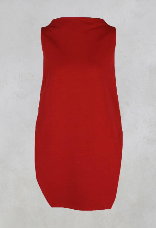 Sleeveless Shirt with Side Slits in Red