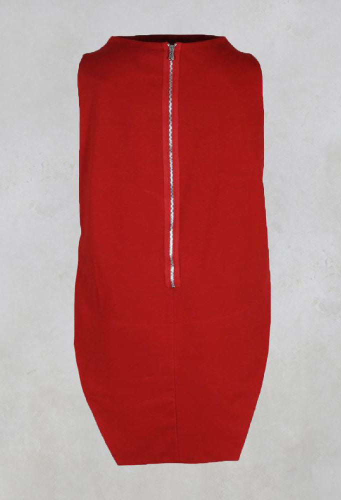 Sleeveless Shirt with Side Slits in Red