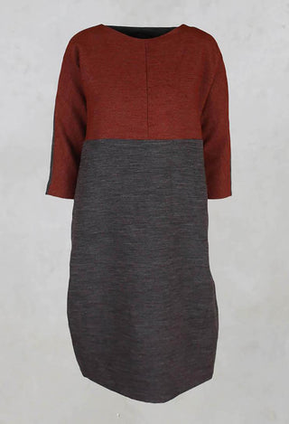 Dress with 3/4 Sleeves in Brown/Burnt Orange