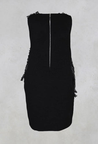 Sleeveless Dress with Wool Texture in Black Mix