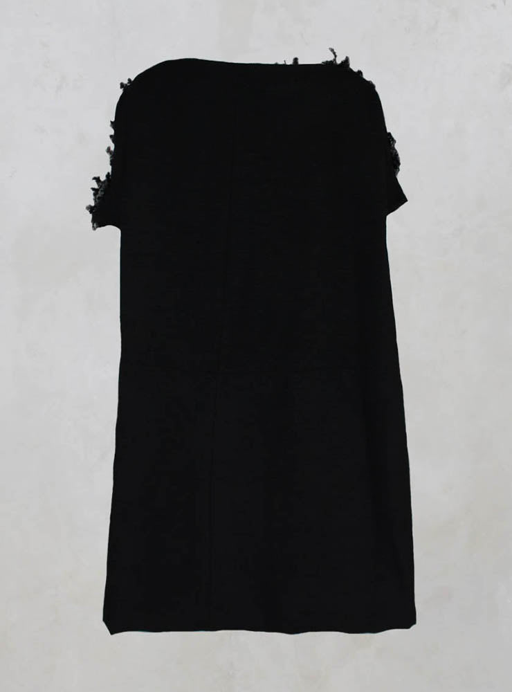 Wide Fit Dress with Wool Texture in Black Mix
