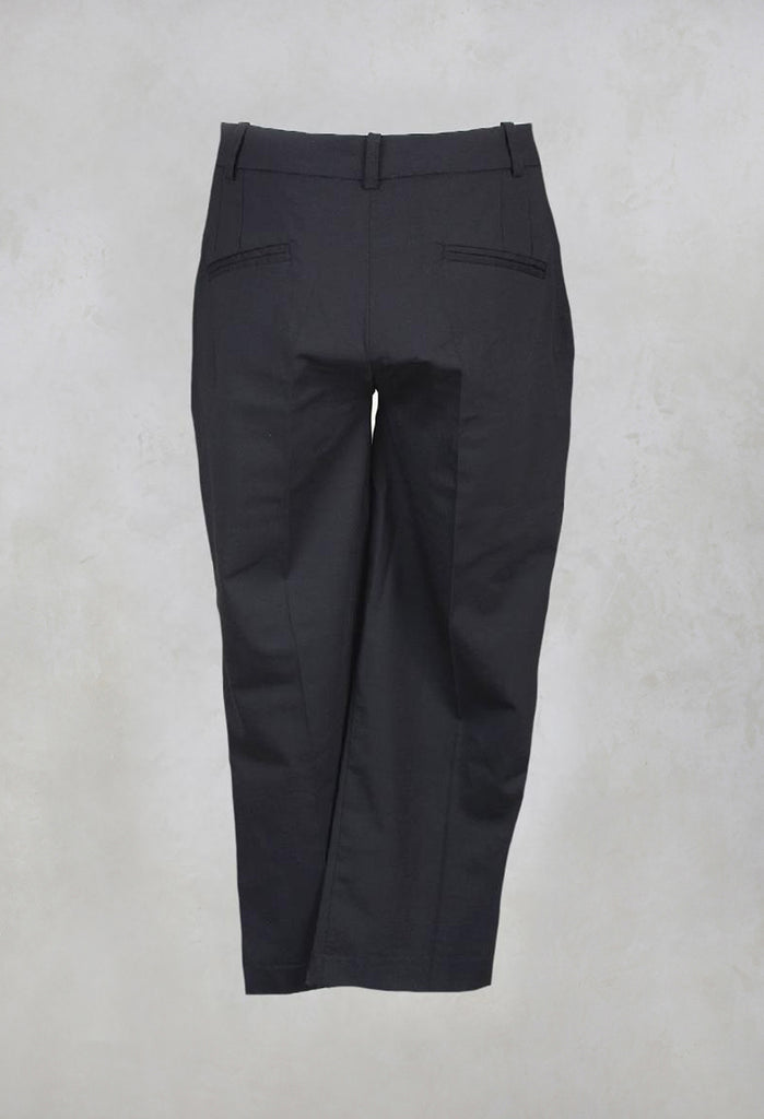 Trousers with Button at Waistband in Black
