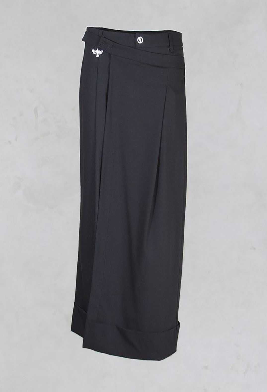 Culotte Style Trousers with Layer in Black