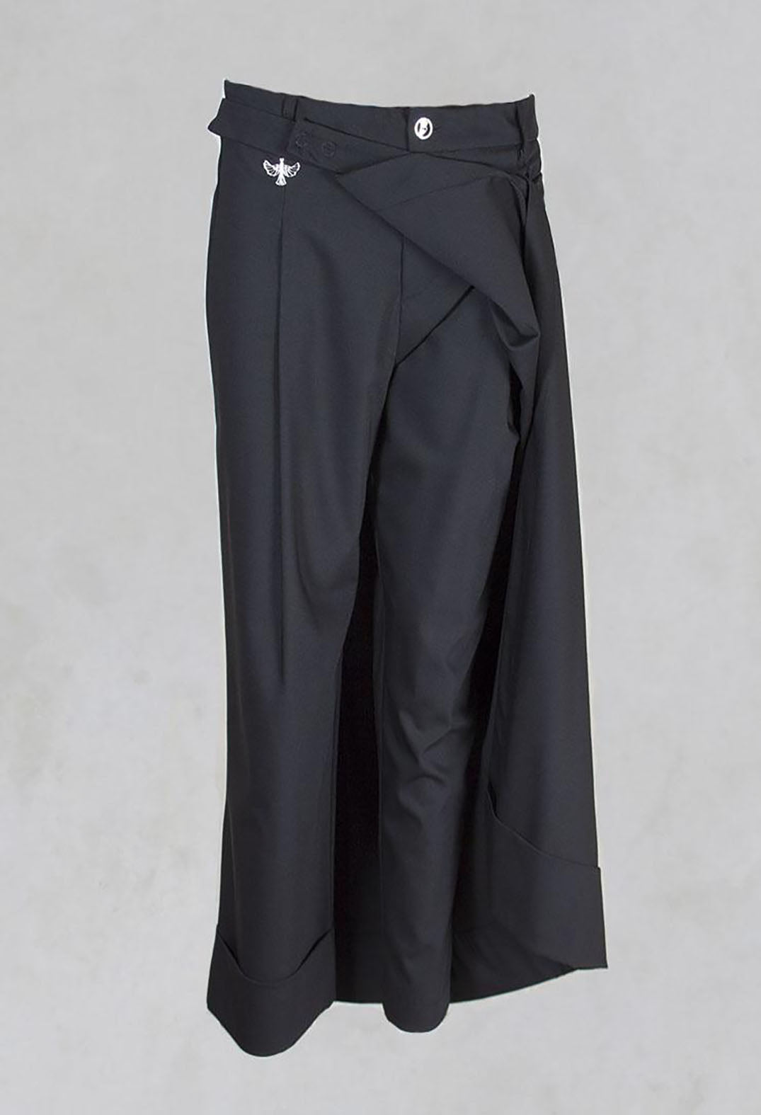Culotte Style Trousers with Layer in Black
