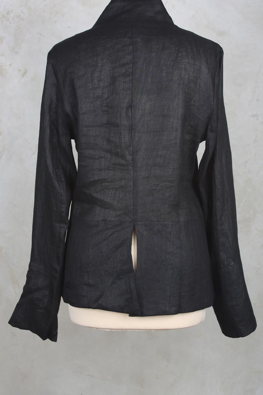 Loose Fitted Jacket with Button Up Front in Black