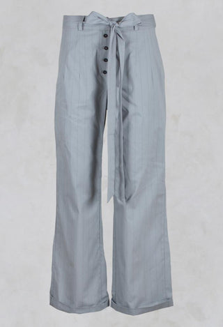 Wide Leg Trousers with Tie Waist in Vernil