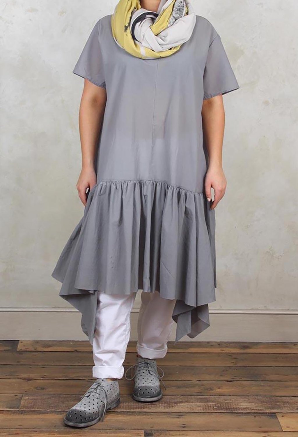 Mannon T Shirt Dress with Frill Skirt in Grey