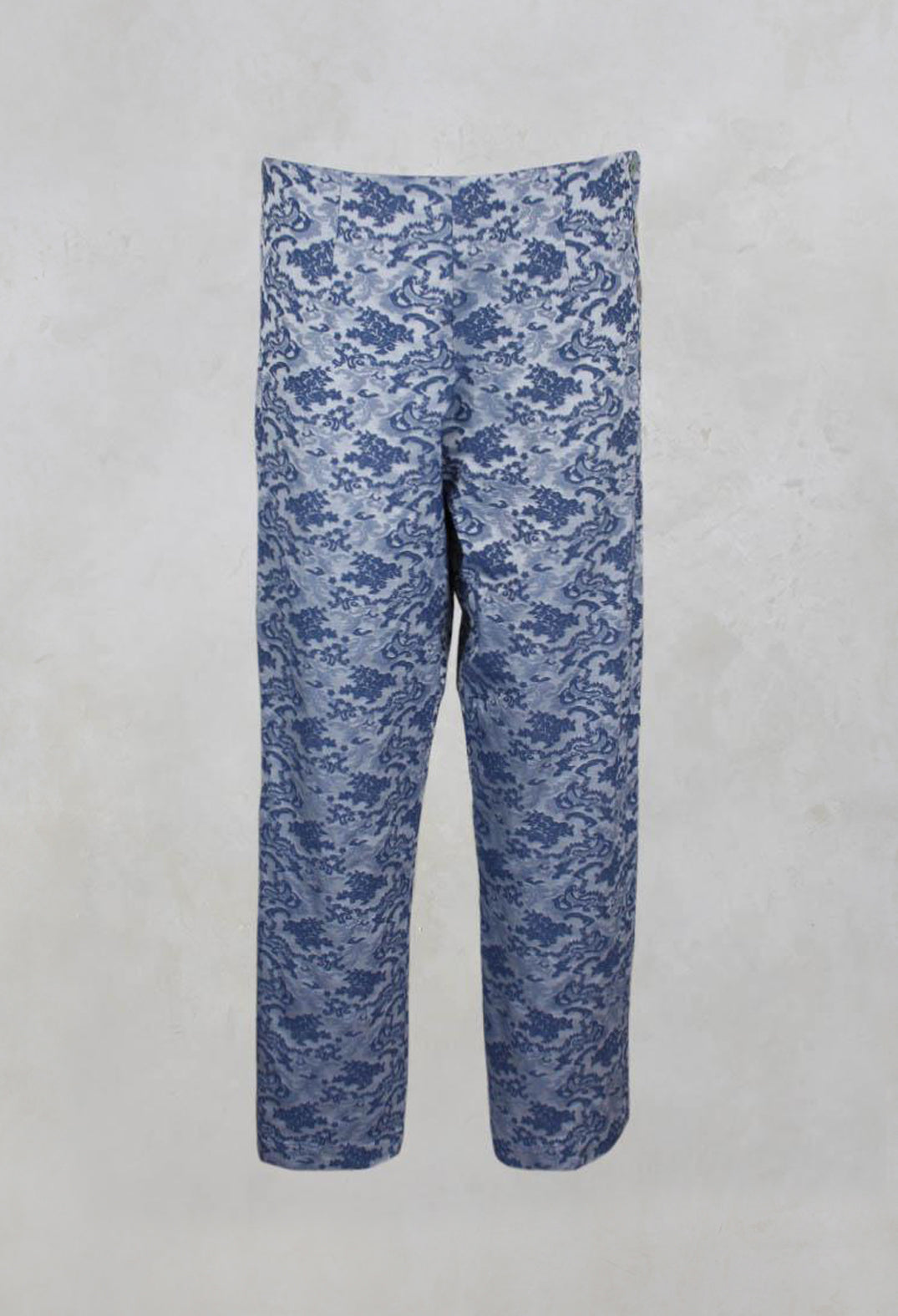 Floral Jacquard High Waisted Trousers in indigo