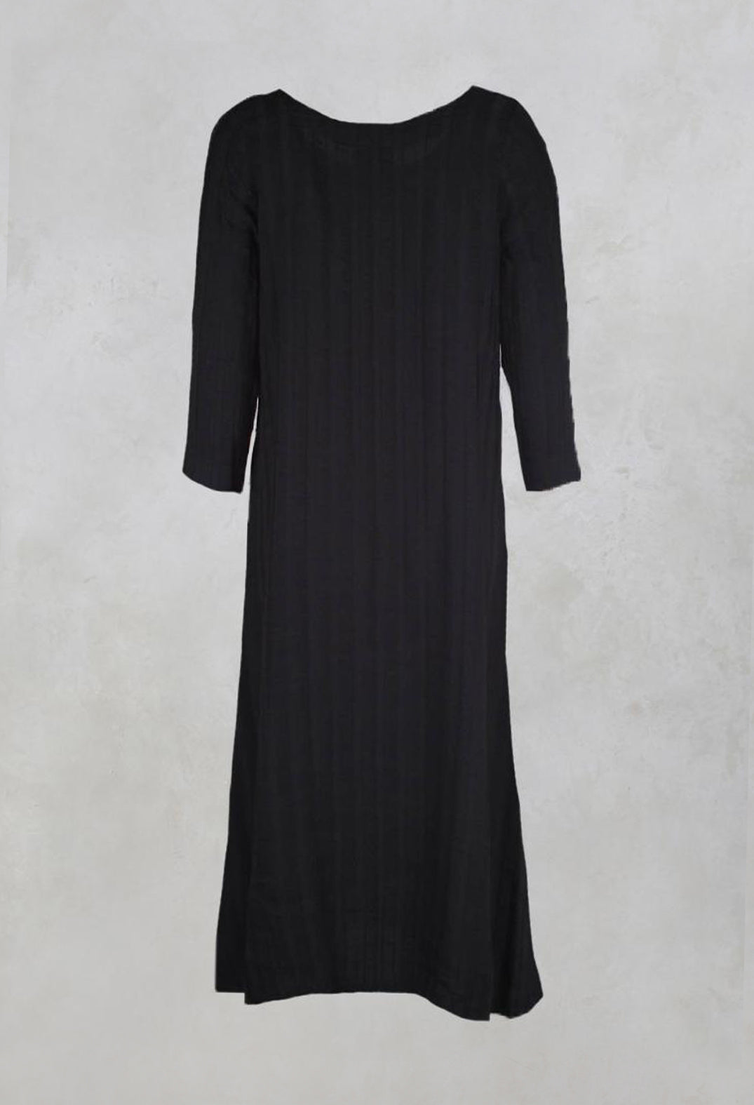 Plain Dress with Stitched Stripe in Black