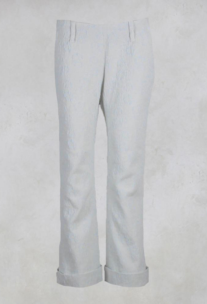 Wide Leg Textured Trousers in Ivory