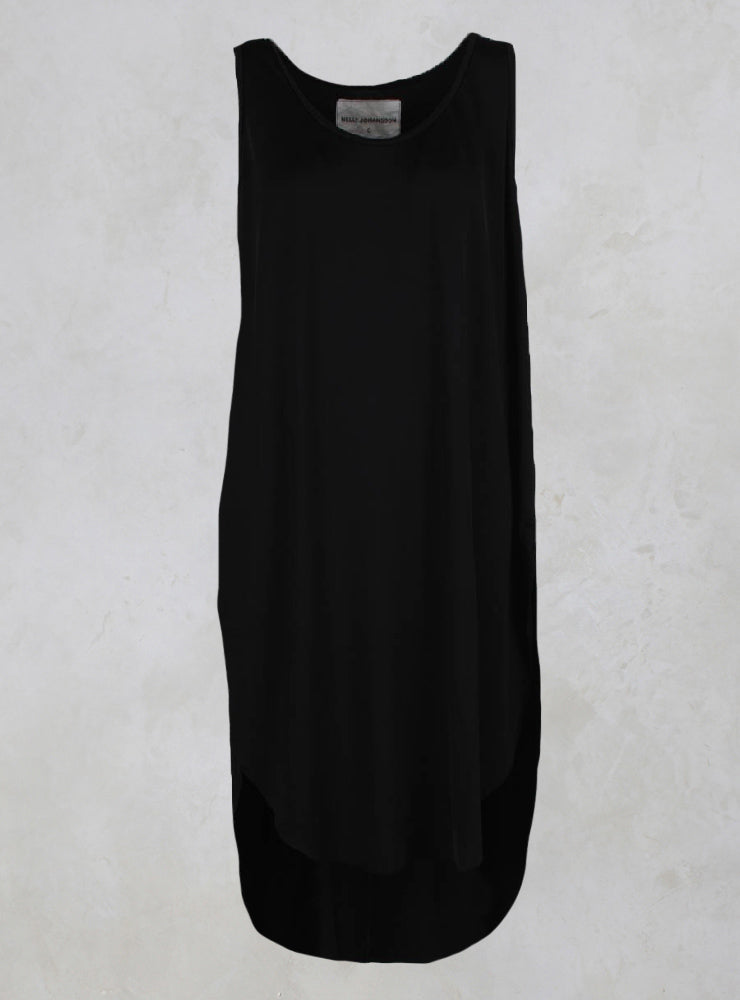 Kerkira Dress with Drop Hem at Back in Black