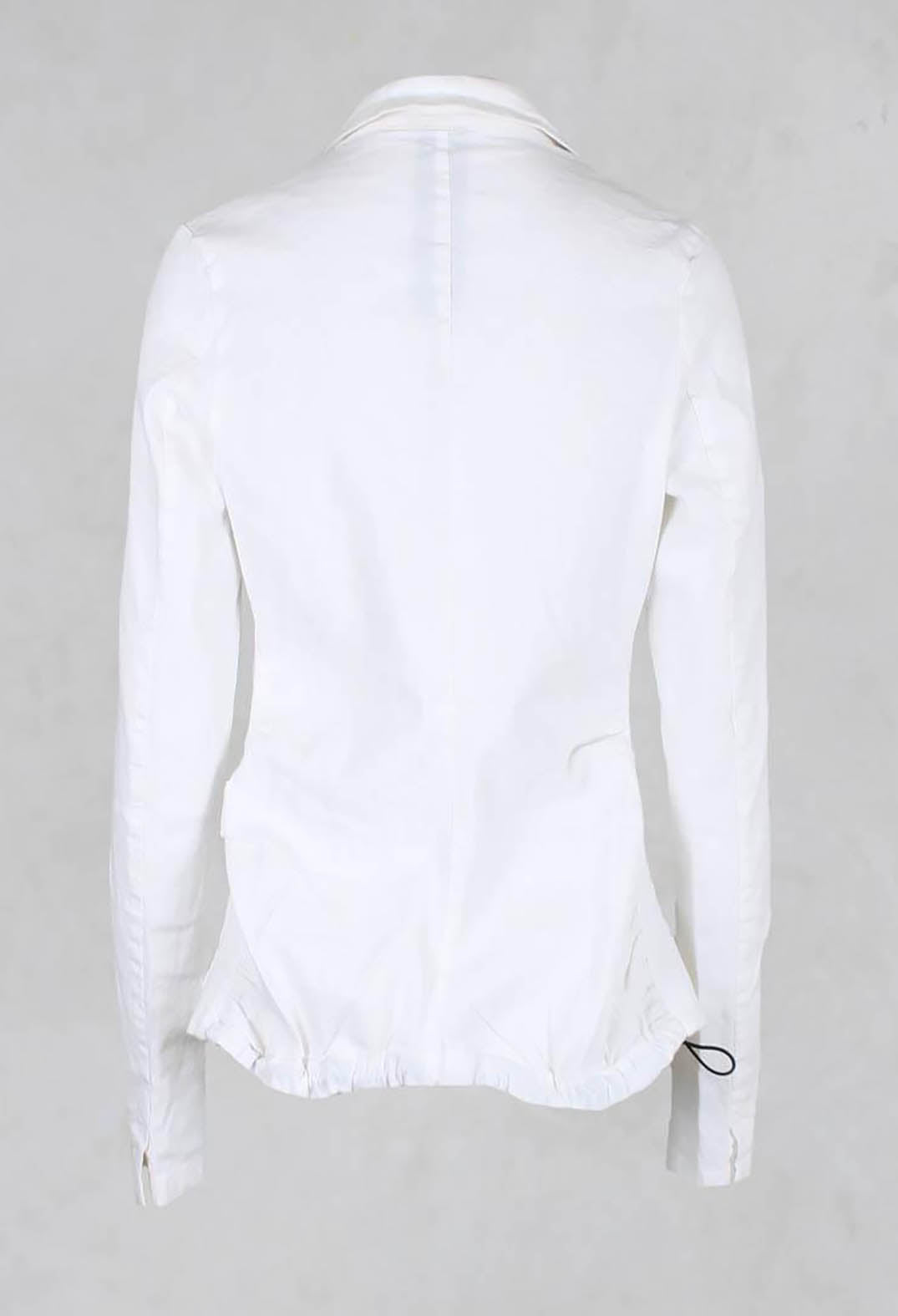 Jacket with Drawstring Back in White Stripe