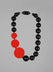 Oblique Necklace with 3 Discs in Black and Red
