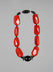 Rectangle Necklace with Central Olive in Red and Black