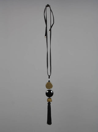 Long Tassel Necklace in Khaki