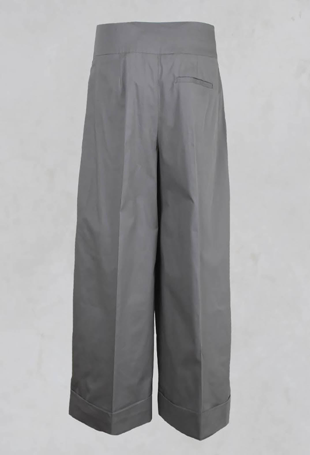 Wide Leg Trousers with Pleated Waistband in Perla