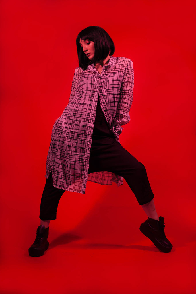 Shirt Dress in Black Check