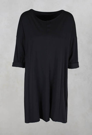Loose Jersey Top with Open Back in Dark Charcoal