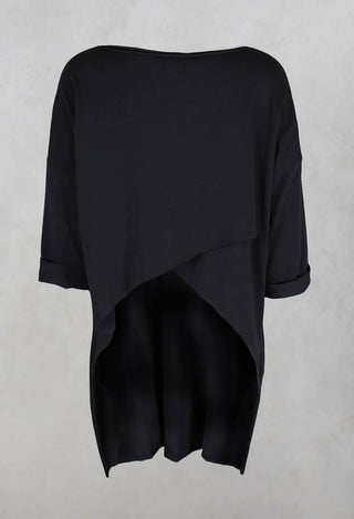 Loose Jersey Top with Open Back in Dark Charcoal