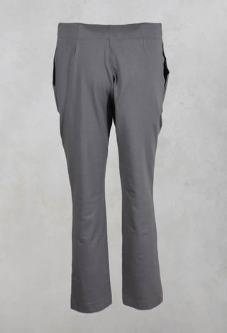 Cropped Button Detail Trousers in Grey