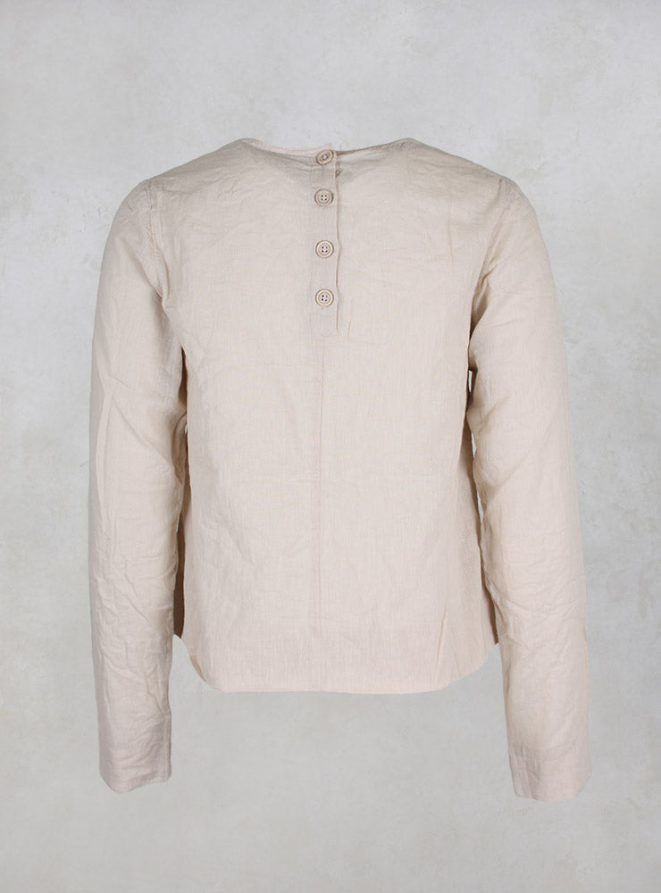 Long Sleeved Blouse with Lace Detail in Powder