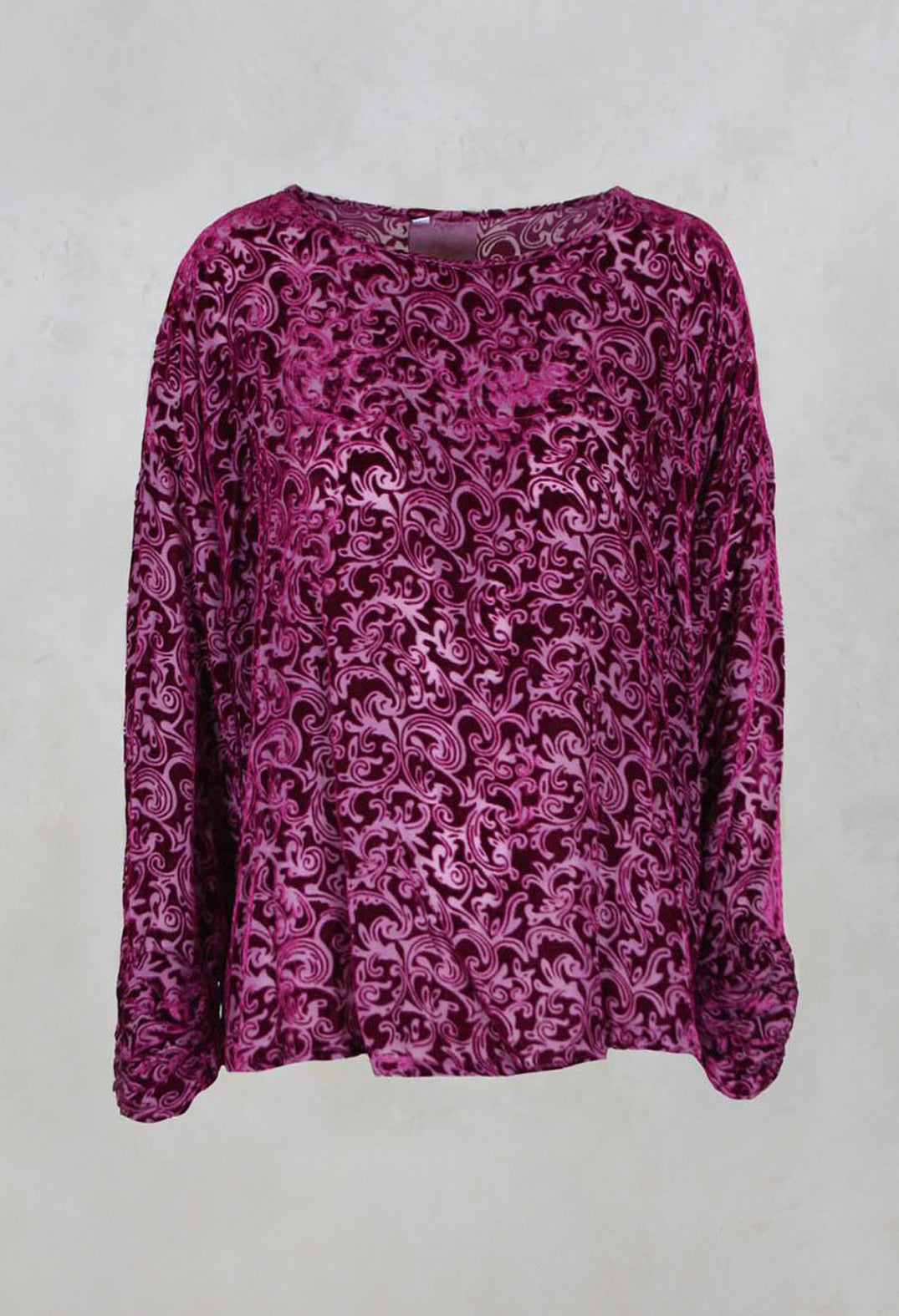 Velvet Patterned Wide Top in Fuchsia