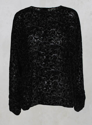 Velvet Patterned Wide Top in Black