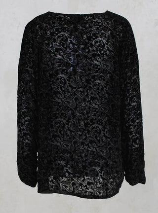 Velvet Patterned Wide Top in Black
