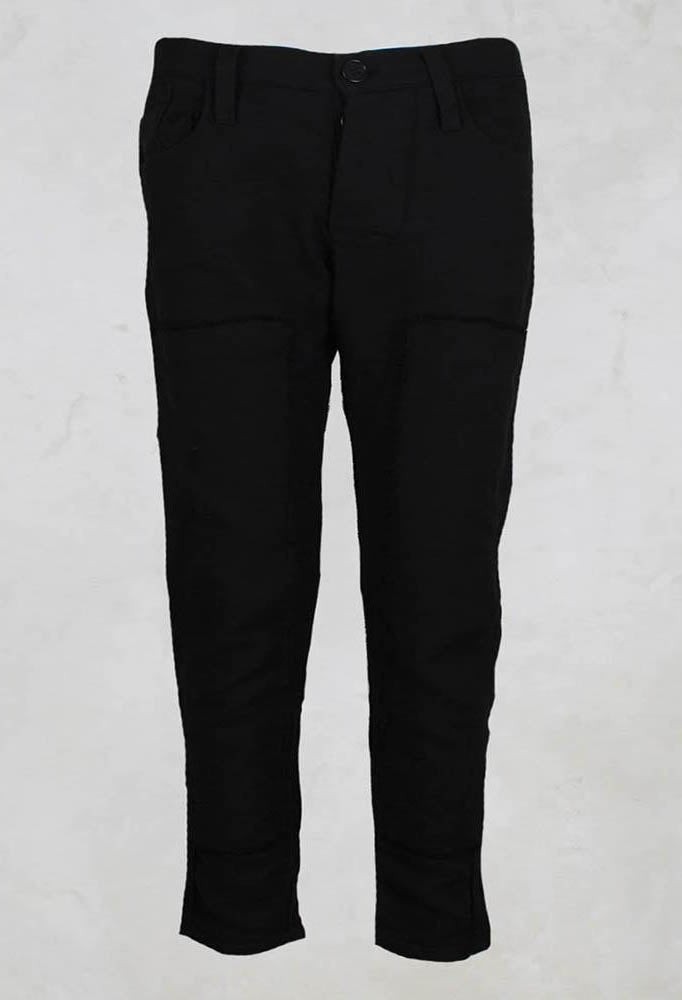 Karingo Trousers with Stitched Panels in Black