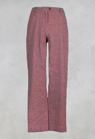 Straight Trousers with Button Front in Red