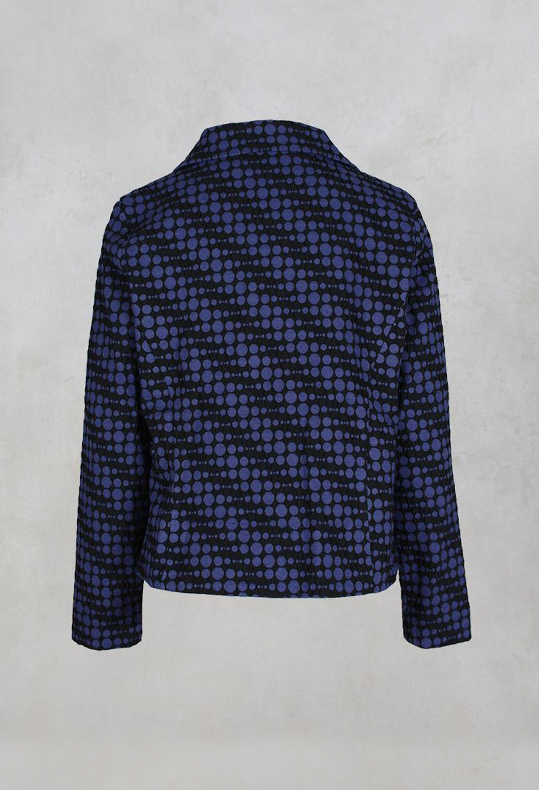 Spotty Jacquard Short Jacket with Button Front in Blueberry