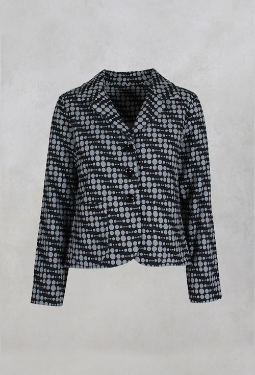 Spotty Jacquard Short Jacket with Button Front in Silver