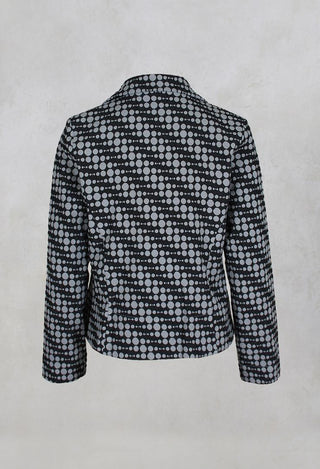 Spotty Jacquard Short Jacket with Button Front in Silver