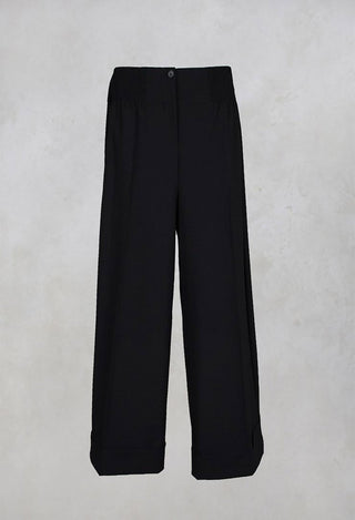 Crash Wide Fit Trousers with Pleat in Nero