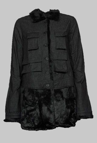 Jacket with Contrasting Faux Fur Detail in Black