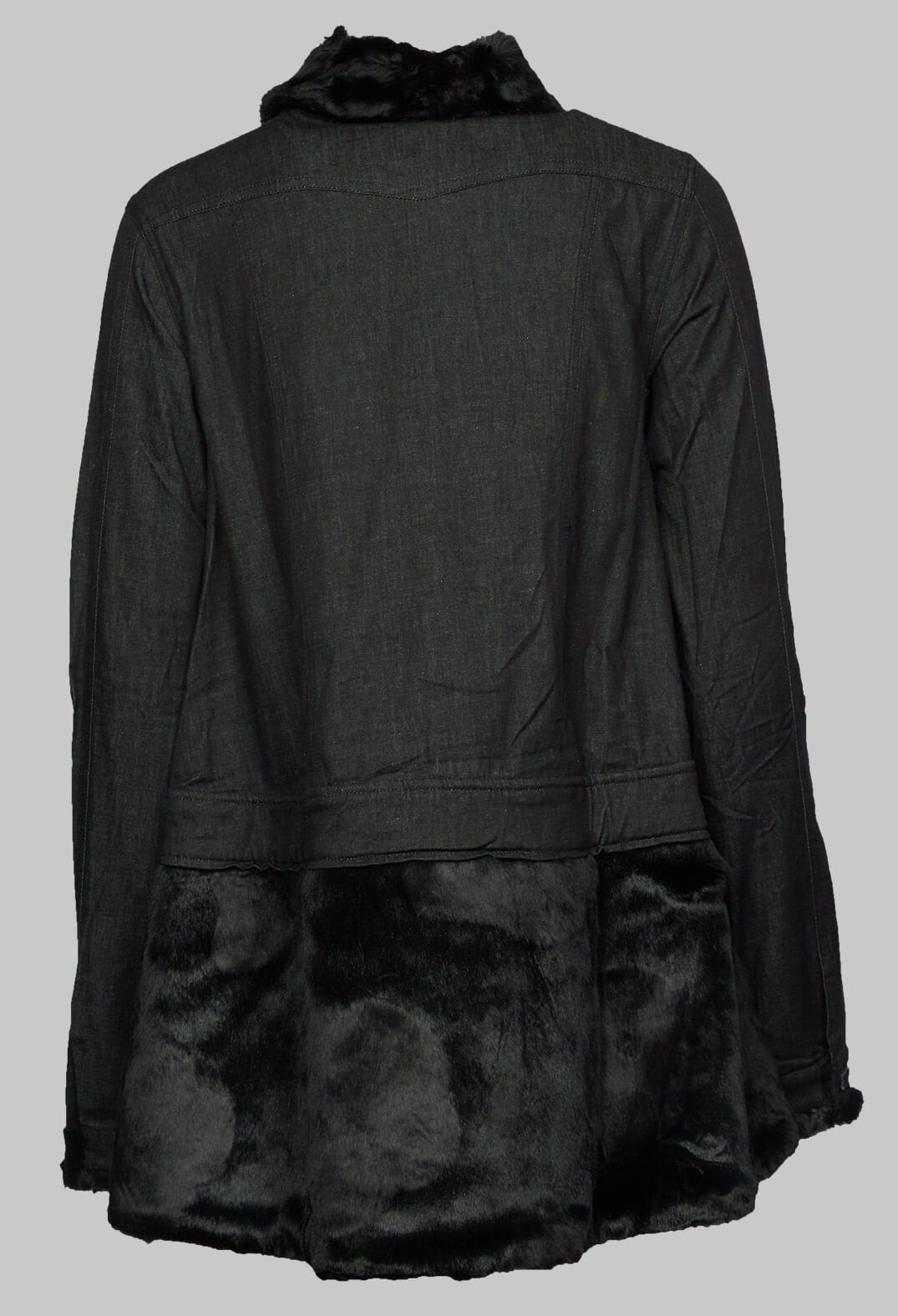 Jacket with Contrasting Faux Fur Detail in Black