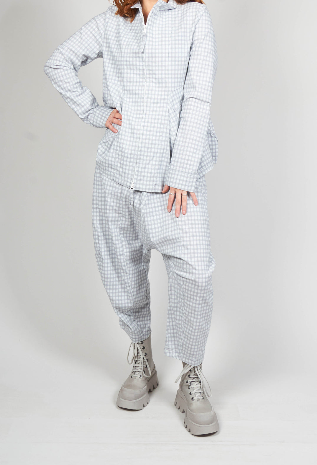Jacket with Flared Hemline in Water Check