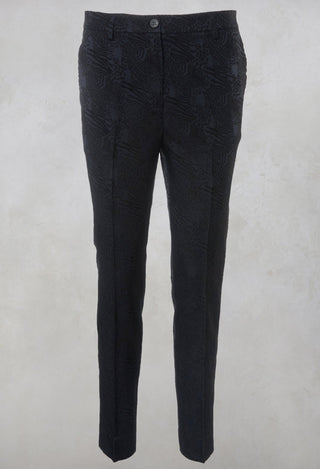 Jacquard Cigarette Trousers in Navy
